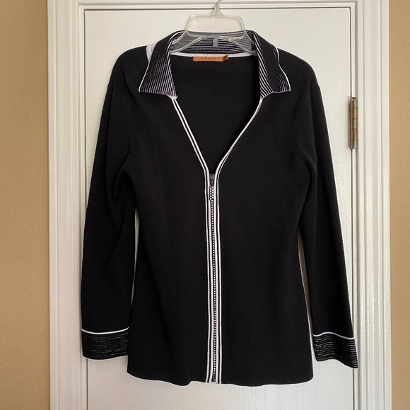 belldini zip cardigan sweater w/ rhinestones - Picture 1 of 5